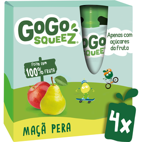 Pack  Saquetas De Fruta Maçã E Pera +3A Gogo Squeez 4 X 90 gr