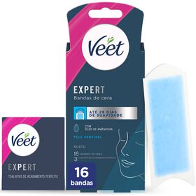 Bandas Depilatórias Cera Fria Expert Facial Pele Sensível Veet 16 Un