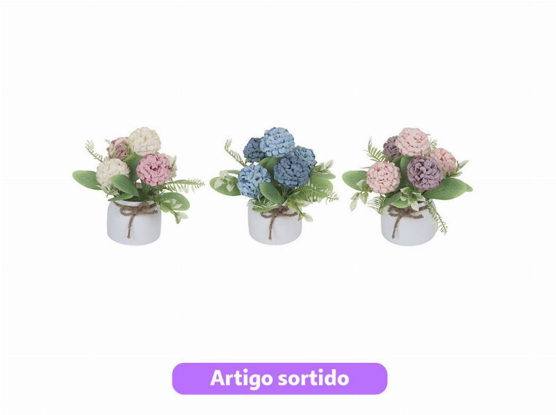 Flor Artificial Actuel Com Vaso 20Cm Cores Sortidas