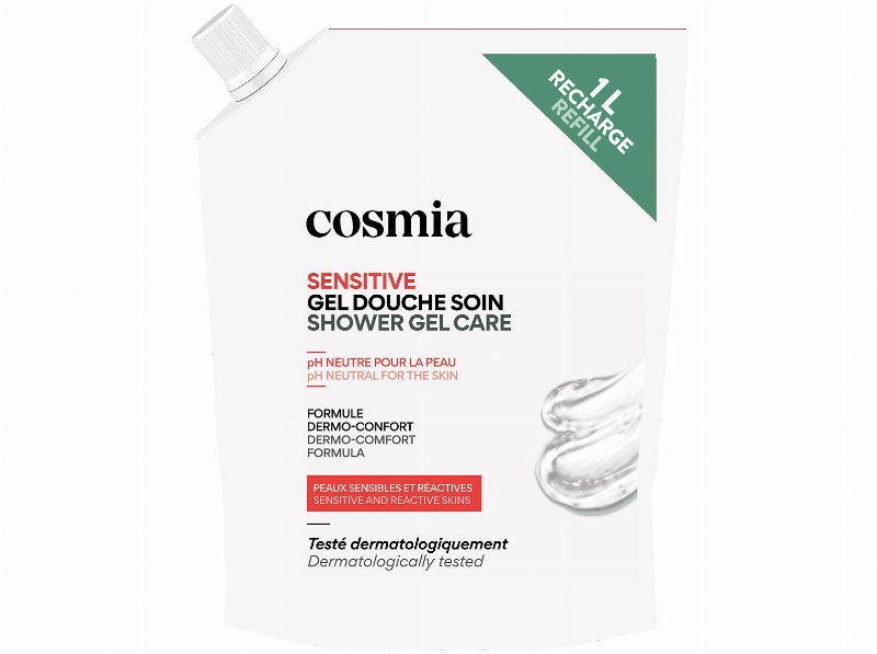 Gel De Banho Cosmia Recarga Sensitive Peles Sensíveis E Reativas 1 l