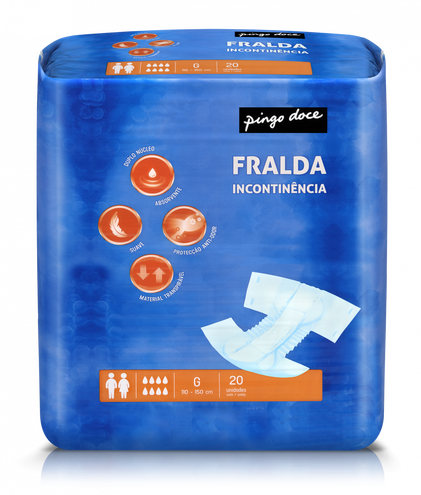 Fraldas Incontinência Tamanho Grande Pingo Doce 20Un