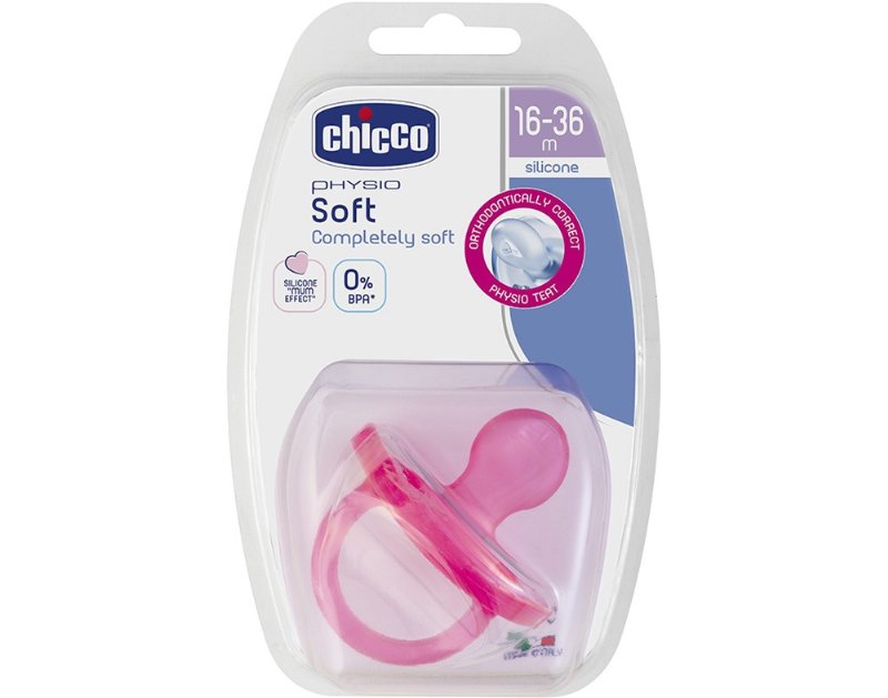 Chupeta Soft Chicco Silicone Rosa 16-36Meses 1Un