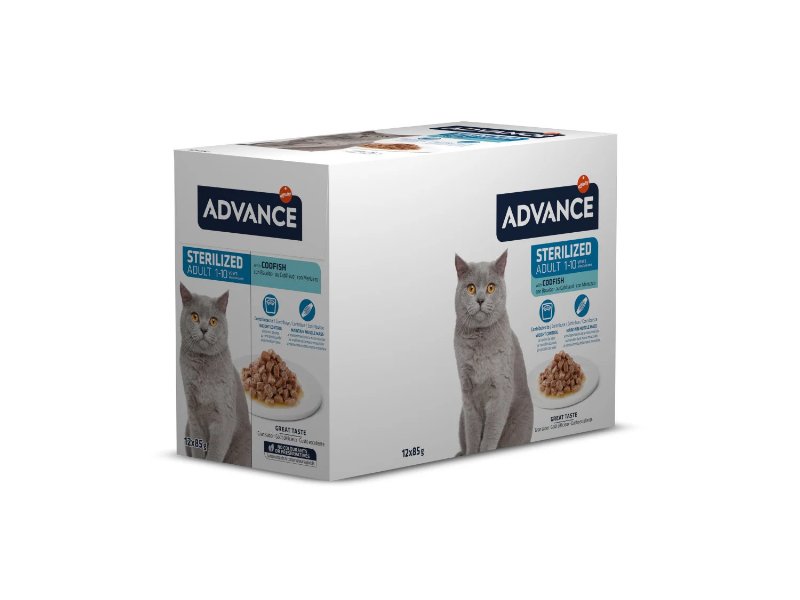 Comida Húmida Gato Advance Esterilizado Bacalhau 12X85 g