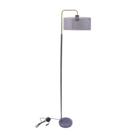 Candeeiro De Chão Metal E Mármore Cinza Florbela Kasa