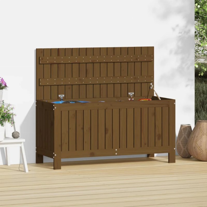 Hkh Caixa De Arrumação Jardim 108X42,5X54 Pinho Maciço Castanho-Mel - Marrom