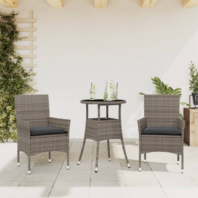 Hkh 12 Pcs Conjunto Lounge De Jardim C/ Almofadões Vime Pe Cinzento - Cinzeto