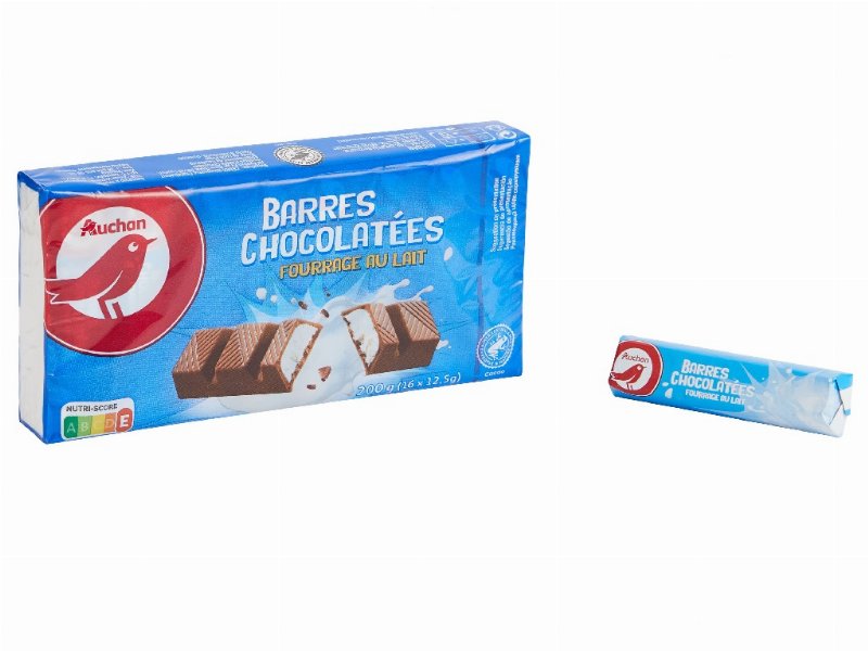 Barras Auchan De Chocolate Recheadas Creme Leite 16Unx12.5 200 g