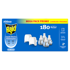 Inseticida Elétrico Melgas E Mosquitos Mega Pack Raid 4 X 45 Noites