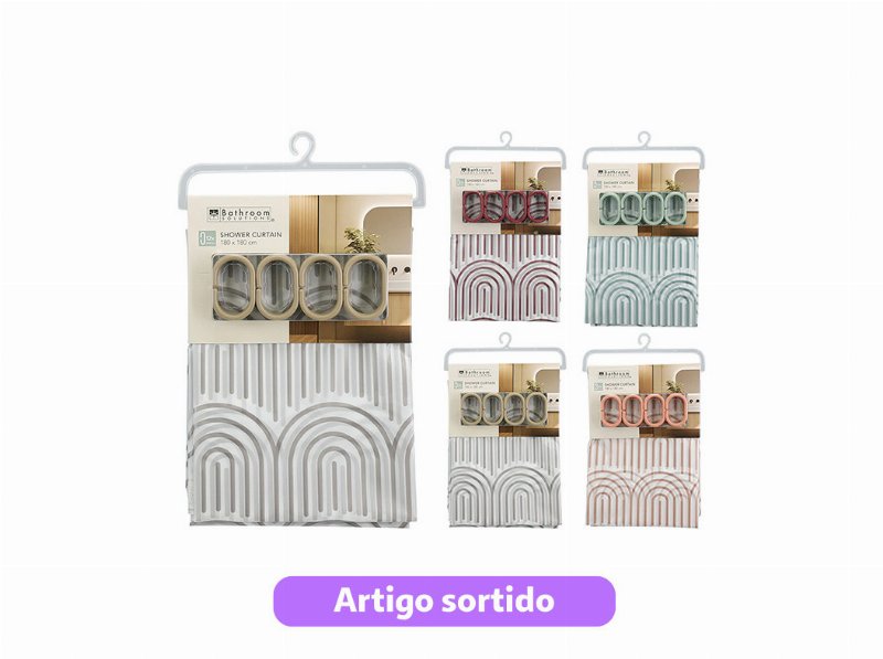 Cortina Banho Bath. Solut. 180X180Cm Cores Sortidas