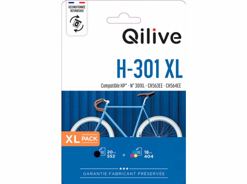 Pack Tinteiros Qilive Compatível Hp 301Xl Preto E Cor