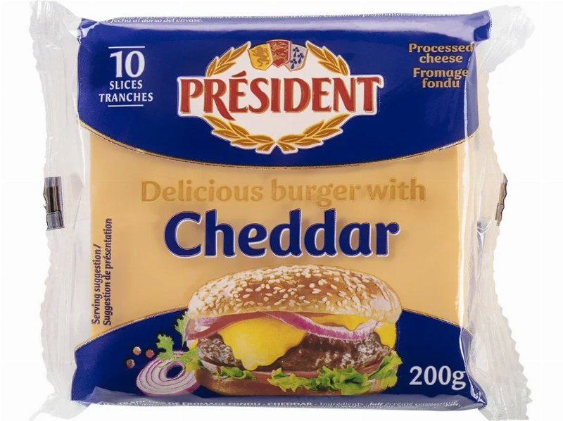 Queijo Fundido Cheddar President 10 Fatias 200 g