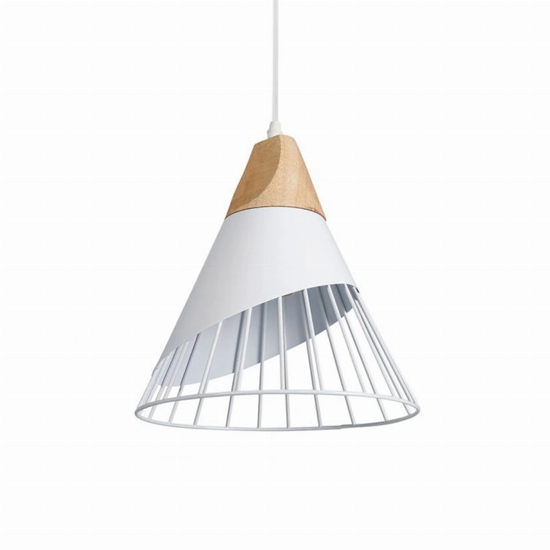 Hkh Candeeiro De Teto Madeira E Metal Branco Arene