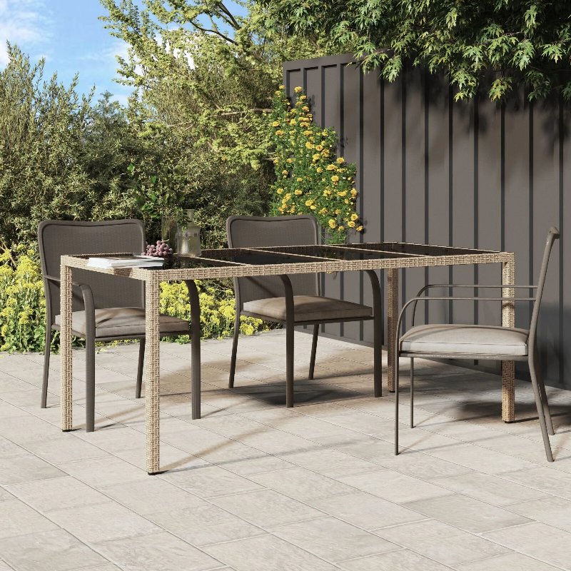 Hkh Mesa De Jantar De Jardim Bege Rattan Sintético - Preto