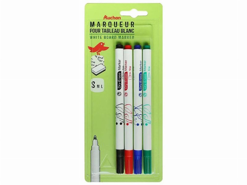 Conjunto De 4 Marcadores Auchan Para Quadro Branco