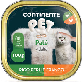 Comida Húmida Para Gato Adulto Frango E Peru Continente Pet 100 g