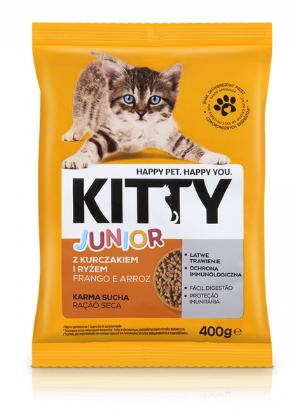 Comida Seca Para Gato Júnior Com Frango E Arroz Kitty 0.4Kg