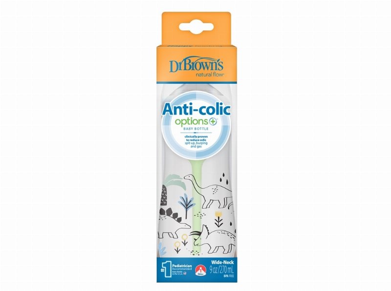 Biberão Dr. Brown's Boca Larga Dino 270 ml 1Un