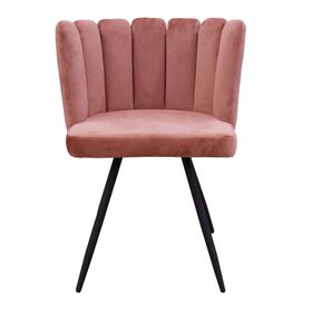 Conjunto De 2 Cadeiras Estofadas Veludo Rosa Ariel
