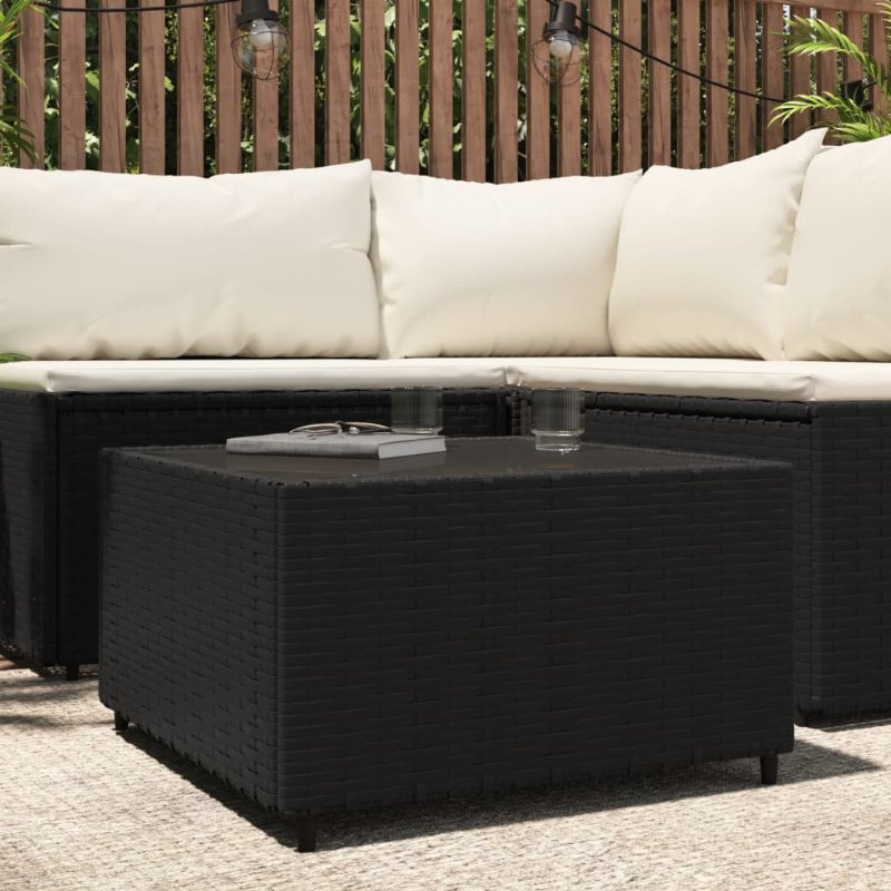Hkh Mesa De Centro Para Jardim Quadrada 50X50X30 Cm Vime Pe - Preto