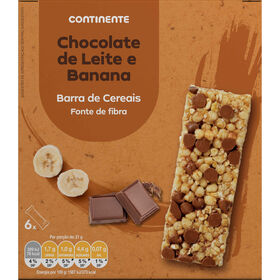 Barras De Cereais Chocolate De Leite E Banana Continente 126 gr (6 Un)