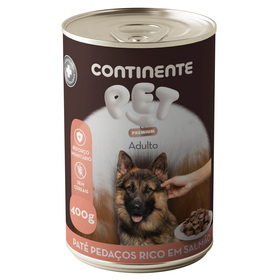 Comida Húmida Para Cão Adulto Sem Cereais Paté Salmão Continente Pet Premium 400 g