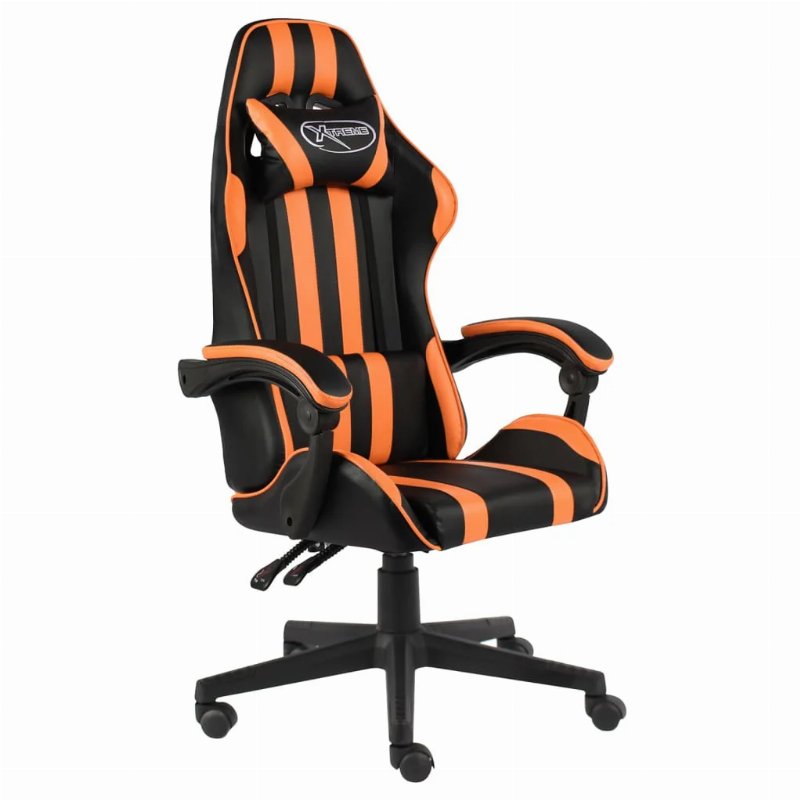Hkh Cadeira Estilo Corrida Em Couro Artificial - Preto E Laranja