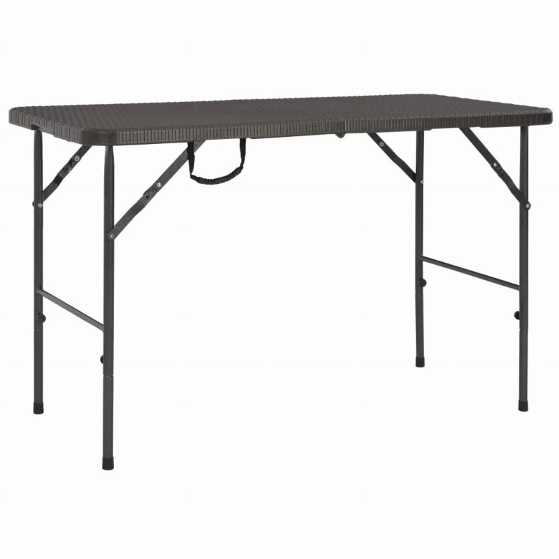 Hkh Mesa Jardim Dobrável 120X60X74Cm Pead Castanho C/ Aspeto Vime - Marrom