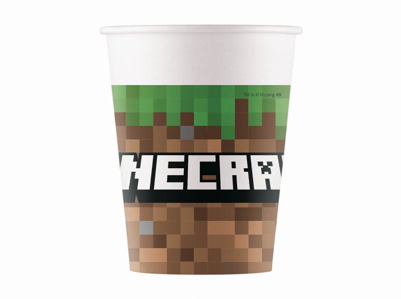 Copos Descartáveis Minecraft Papel 200 ml 8 Unidades