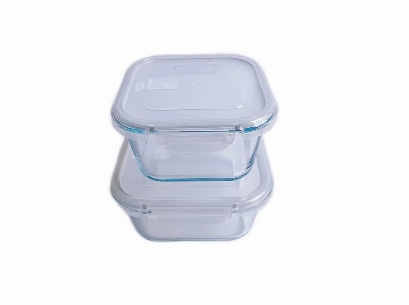 Conjunto De 2 Caixas Hermética Actuel Vidro Quadradas 1.4 l+0.95 l