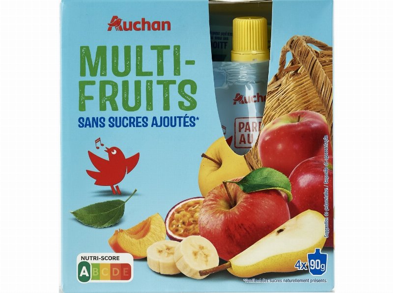 Puré Auchan Multifrutos 360 g (4X90 g)