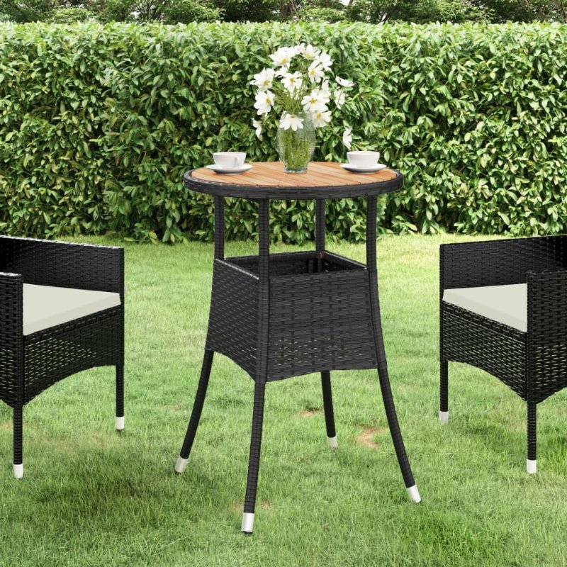 Hkh Mesa De Jardim Ã˜60X75 Cm Madeira De Acácia E Vime Pe - Preto