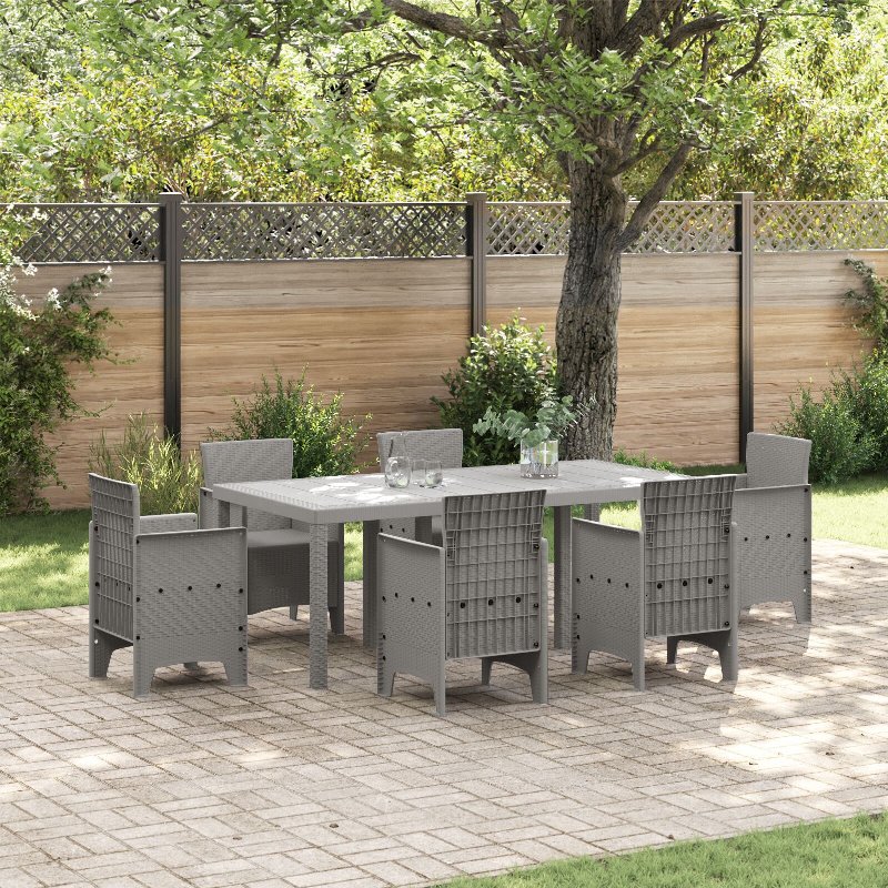 Mesa De Jardim Hkh 200X100X73 Cm Polirattan - Cinzento-Claro