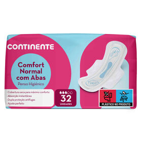 Pensos Higiénicos Comfort Normal Com Abas Continente 32 Un