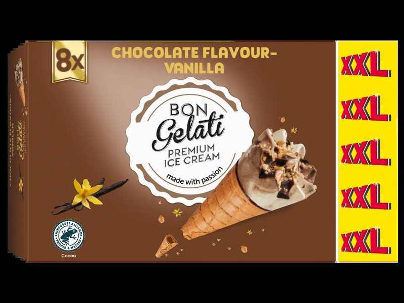 Gelado Em Cone De Chocolate E Baunilha