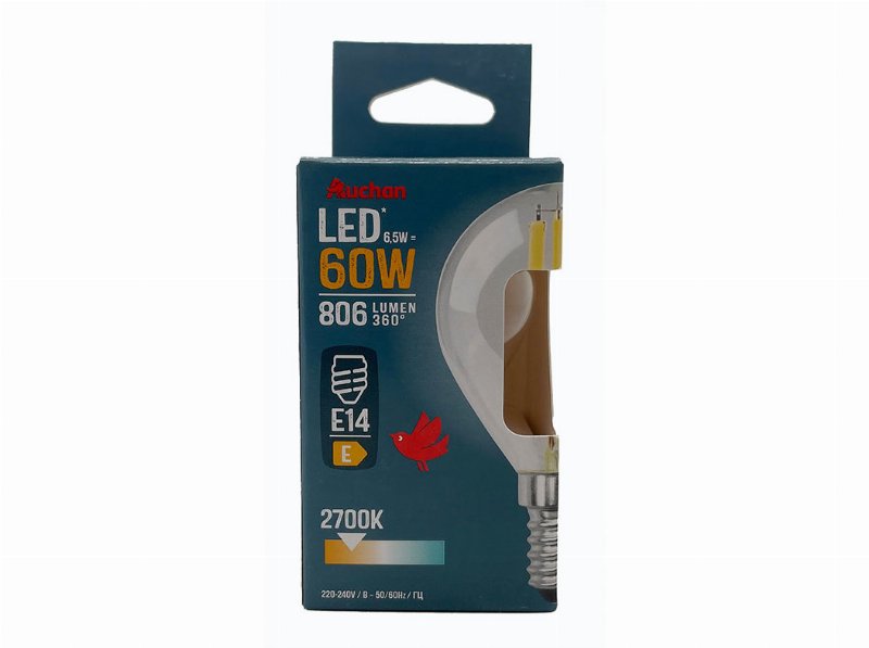 Lâmpada Led Esférica Auchan E14 60W Luz Amarela