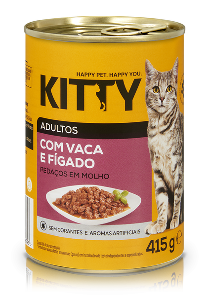 Comida Húm Gato Kitty 415 g - Caixa Mista Kitty 6Kg
