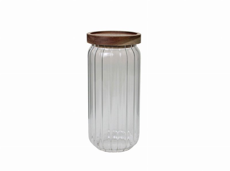 Frasco De Vidro Actuel Com Tampa De Madeira 0.95 l