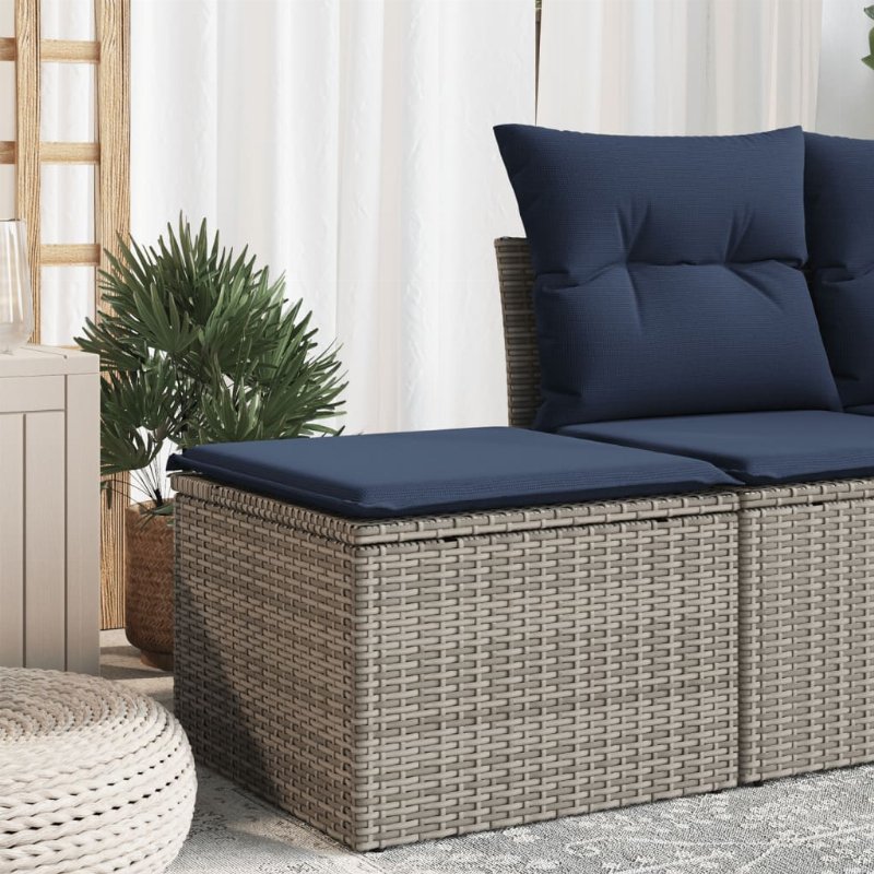 Hkh Banco De Jardim Com Almofadão 55X55X37 Cm Vime Pe - Cinzento