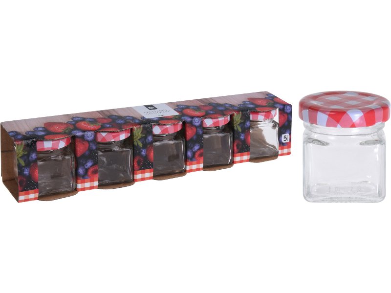 Conjunto 5 Frascos Vidro 50 ml 4X4X4.5Cm