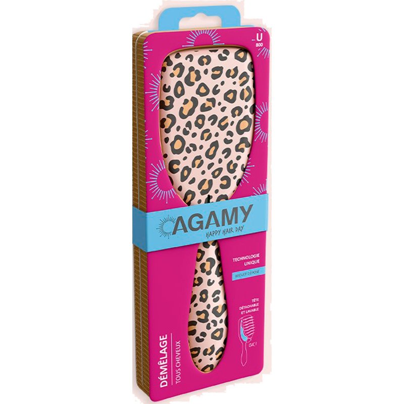 Escova De Cabelo Desembaraçadora Leopardo Bege 1 unidade