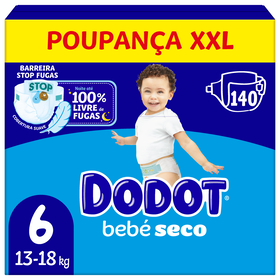 Box Fraldas Bebé Seco Extra Xxl 13-18 kg T6 Dodot 140 Un