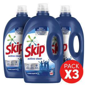 Detergente Máquina Roupa Líquido Active Clean Skip 3 X 100 Doses