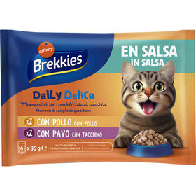 Comida Húmida Para Gato Adulto Frango E Peru Em Molho Affinity Brekkies 4 X 85 g