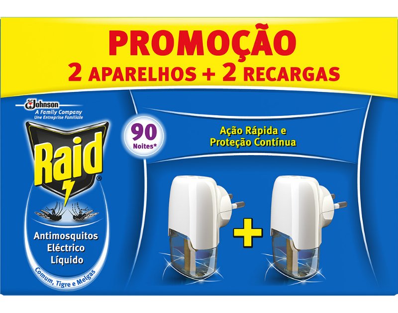 Insecticida Raid Elécttrico Líquido Aparelho 45Noites Mais 45Noites 2X27 ml