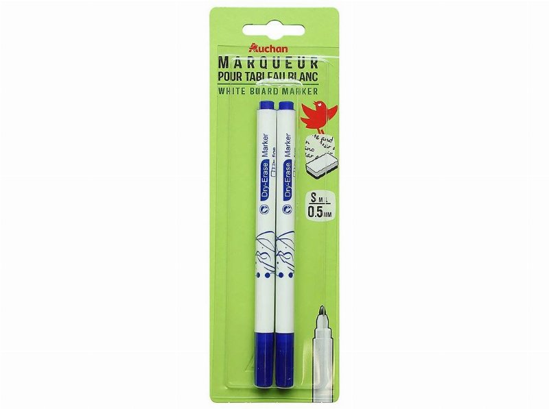 Conjunto De 2 Marcadores Azul Auchan Para Quadro Branco