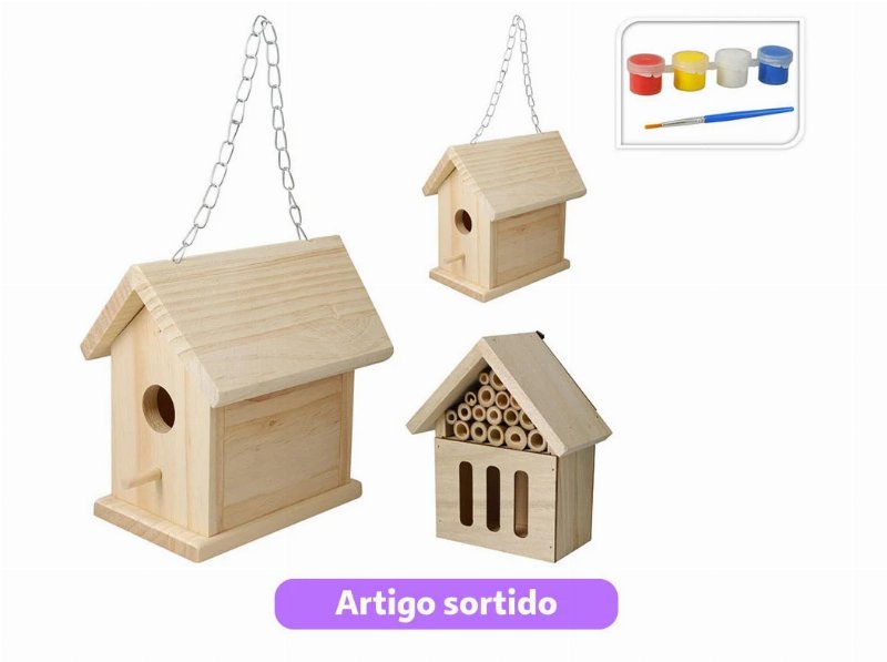 Casa Pássaros Pintar 21X18X9.5Cm Modelos Sortidos