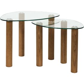 Conjunto De 2 Mesas Vidro Claras Assimétricas