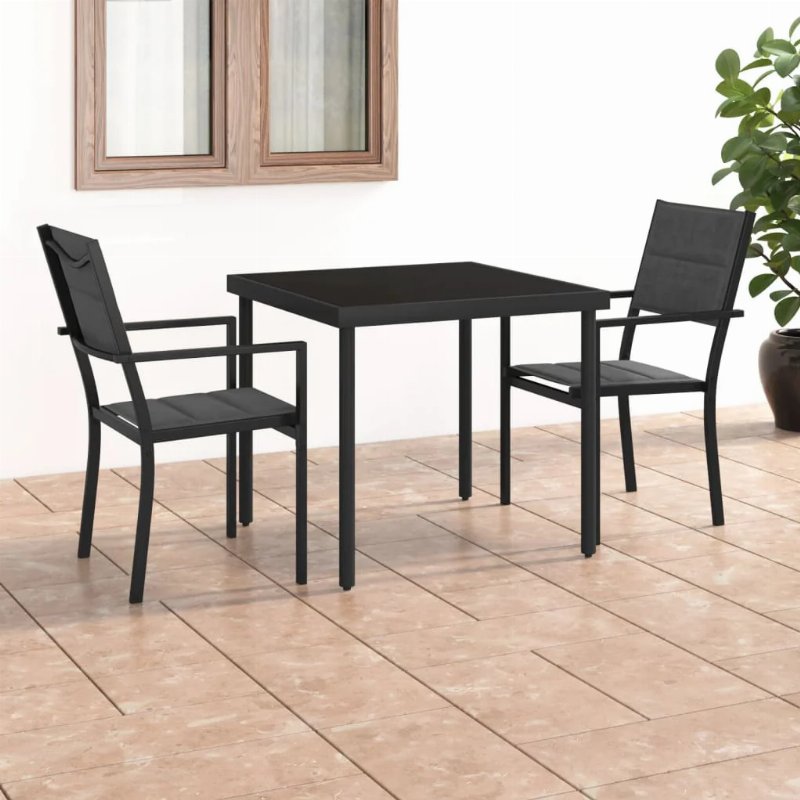 Hkh 3 Pcs Conjunto De Jantar Para Exterior Aço - Preto