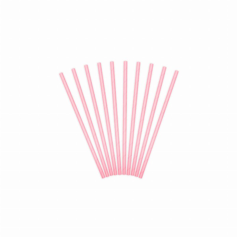 Pack 10 Palhas Rosa Papel 19,5 Cm