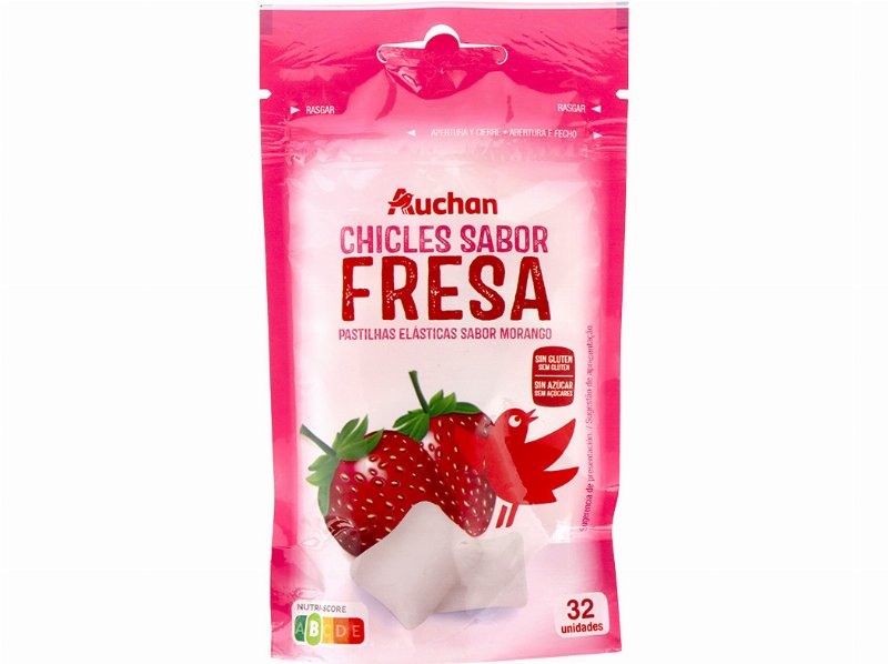 Pastilha Auchan Elástica Morango Sem Açúcar 45 g